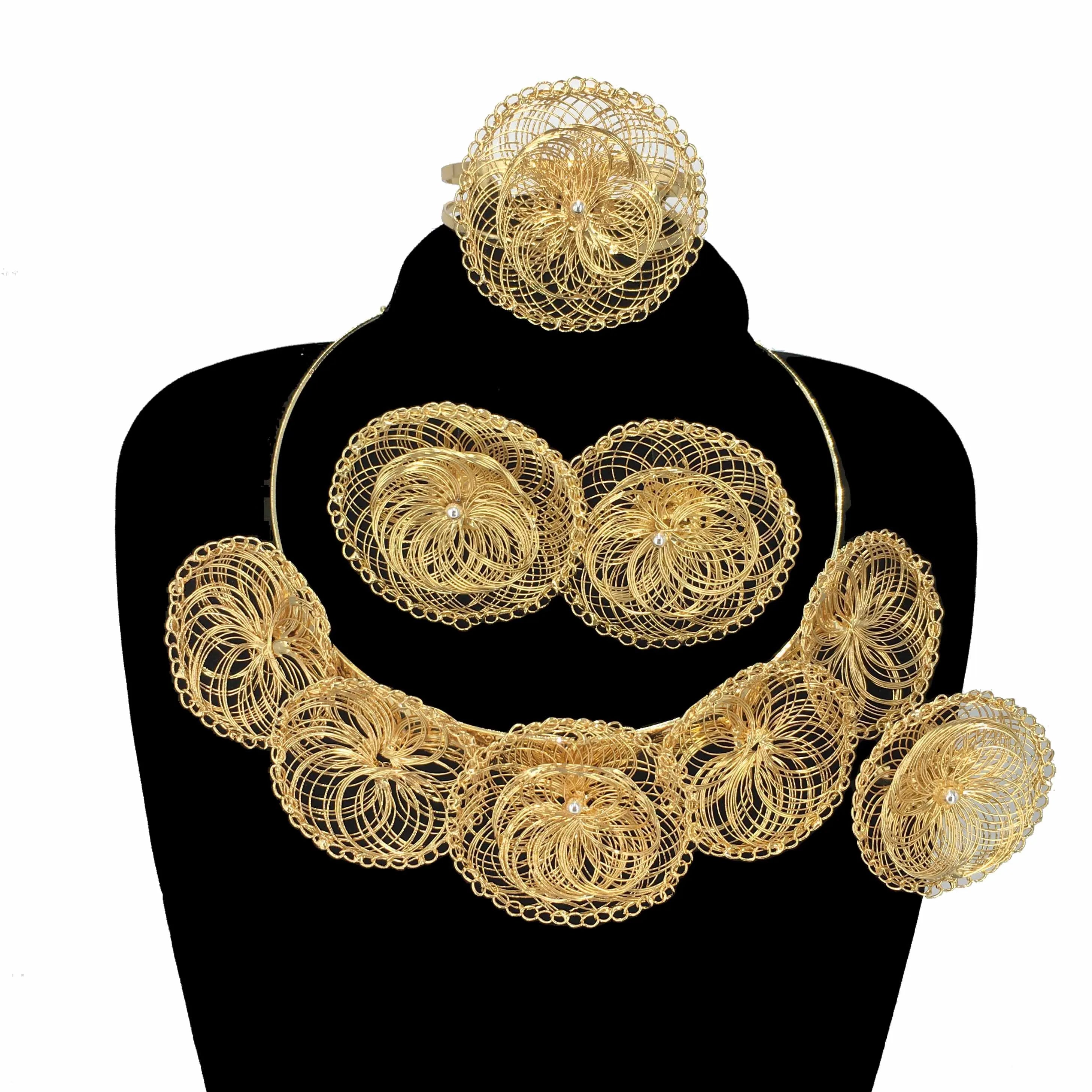 New Design  Brazilian Gold Plated Jewelry Sets Bold Jewelry High Quality Flower Jewelry for Women