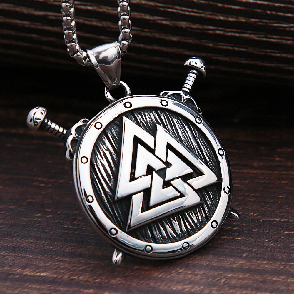 Nordic Viking Warrior Shield Pendant Necklace Men