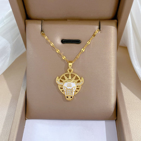 Animal Ox Head Shaped Necklaces Temperament Personality Pendant Necklace