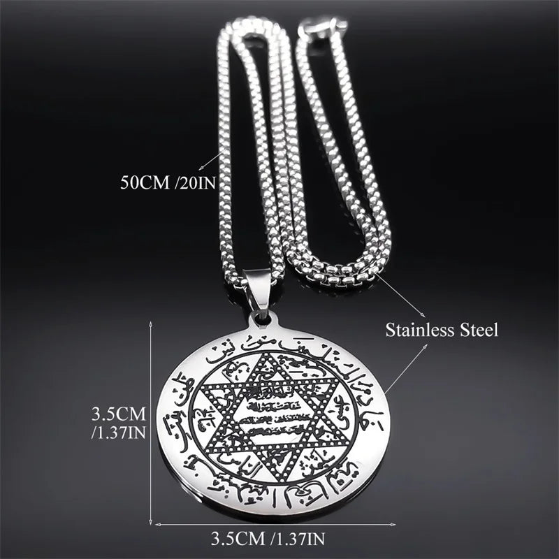 Jewish Hexagram Allah Muslim Arabic Necklace for Women Men