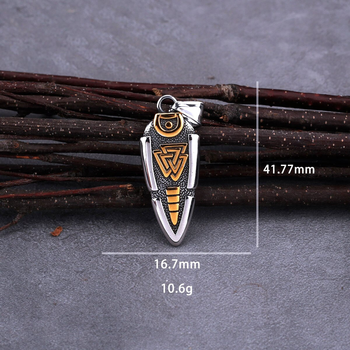 Stainless Steel Spear of Odin Valknut Gungnir Pendant Necklace