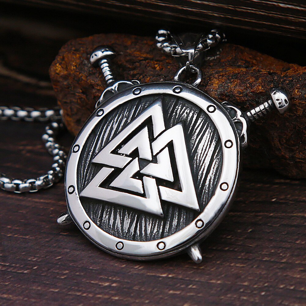 Nordic Viking Warrior Shield Pendant Necklace Men