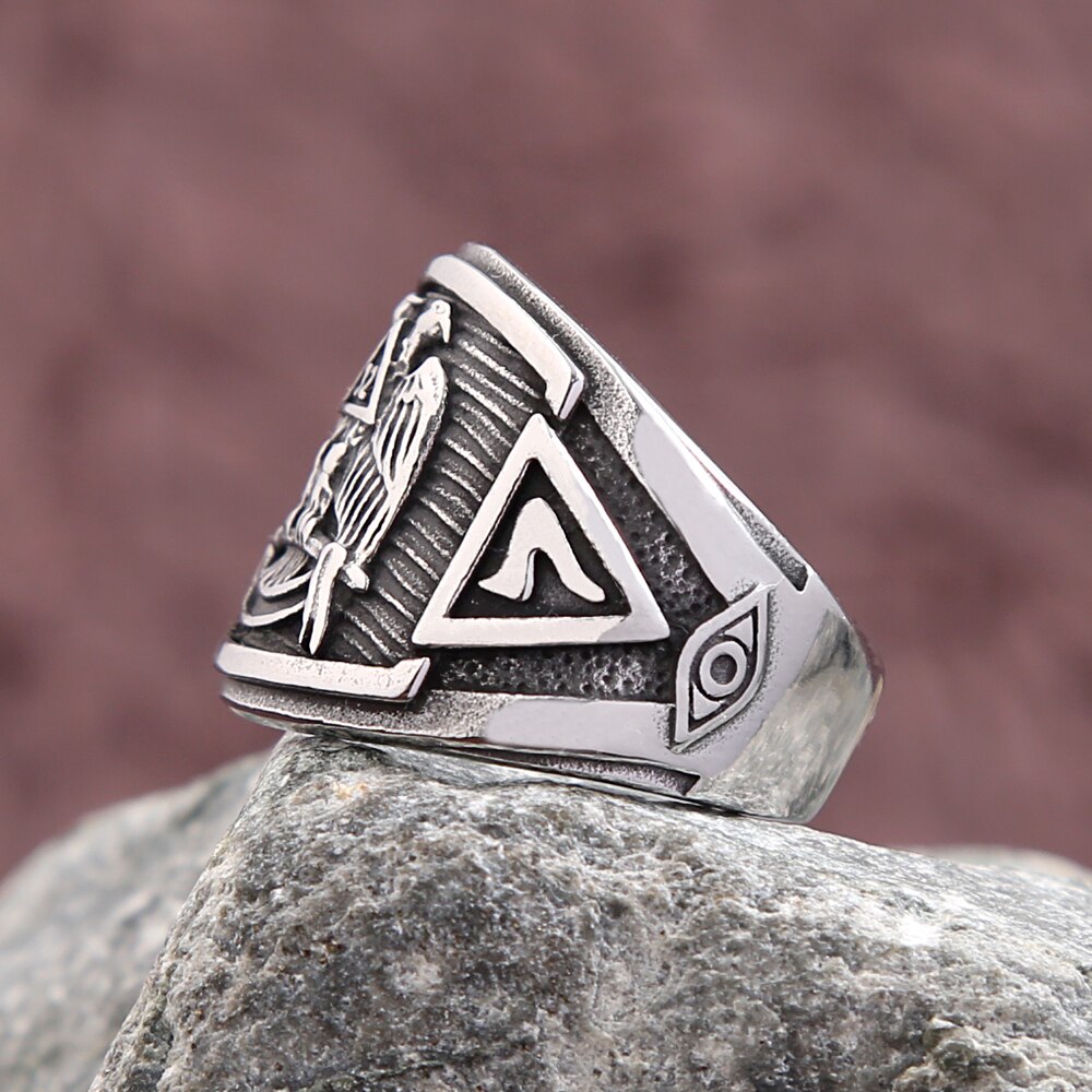 New Vintage 316L Stainless Steel Masonic Symbol Rings