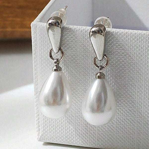 Water Drop Shape Imitation Pearl Drop Earrings