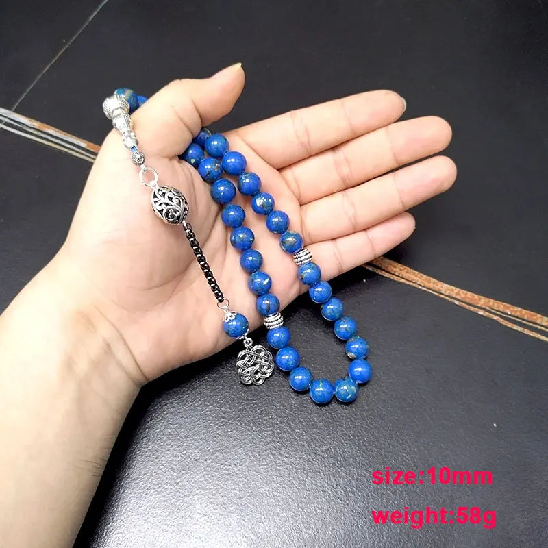 Tasbih Blue Stone Inside Natural shell Eid gift Muslim prayer beads islamic Misbaha bracelet