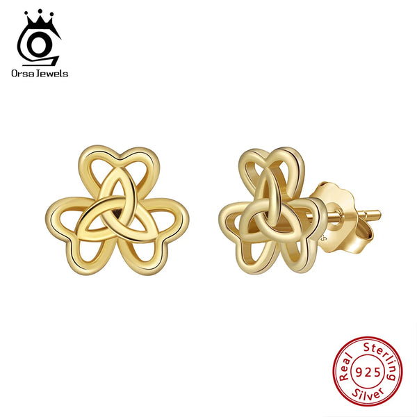 Genuine 925 Sterling Silver Celtic Knot Stud Earrings