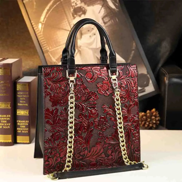 Retro Chines National Women Vintage Pattern Shoulder Bag Chains