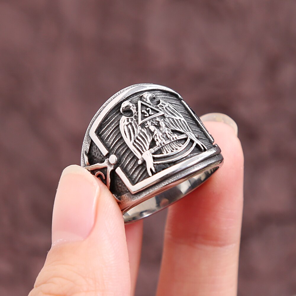 New Vintage 316L Stainless Steel Masonic Symbol Rings