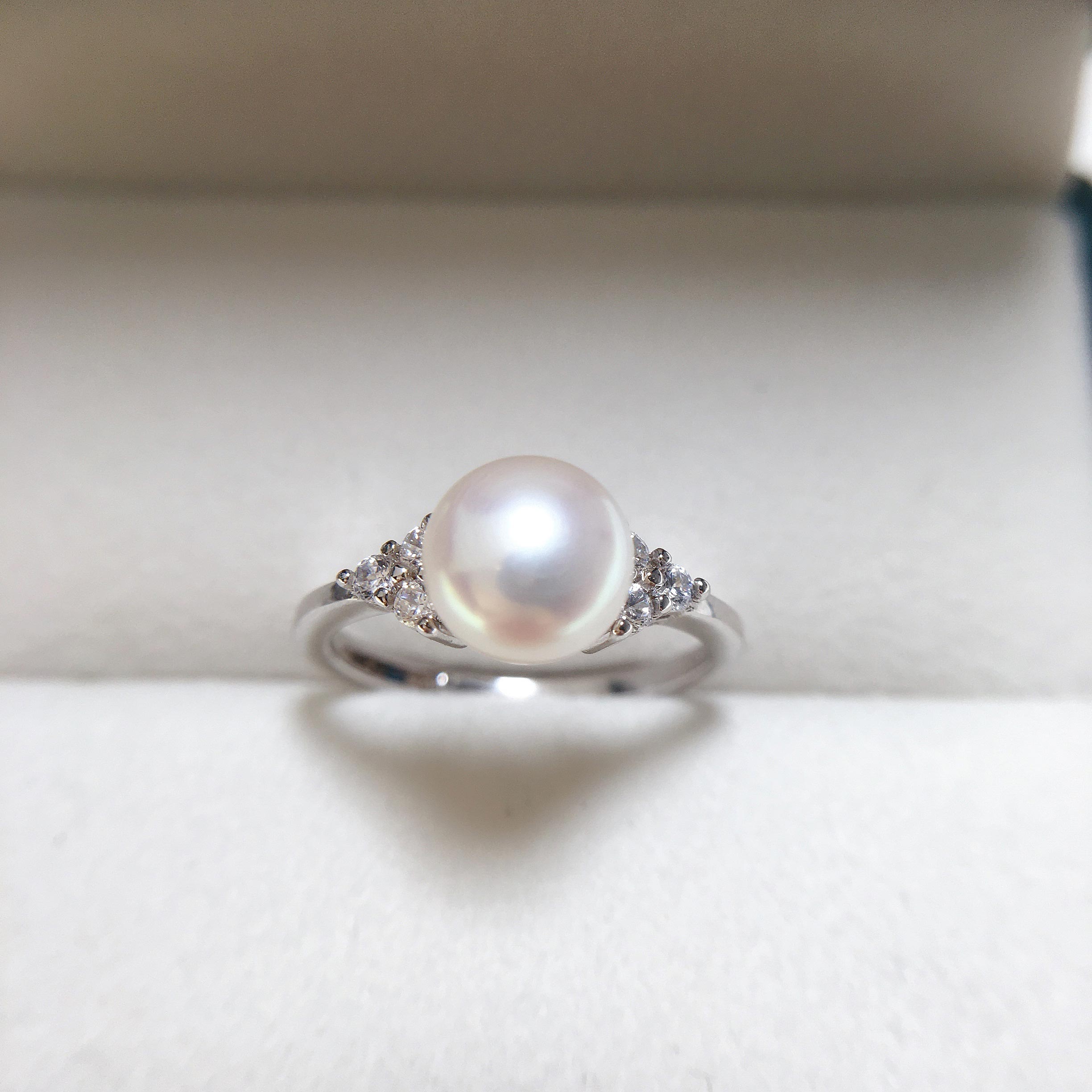 Simple Pearl Ring 100% Real Natural Pearl Gold Silver Color Women