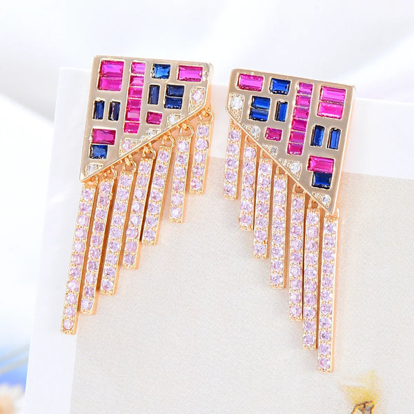 Ins Tassel Drop Earrings Luxury CZ BOHO Charm For Women