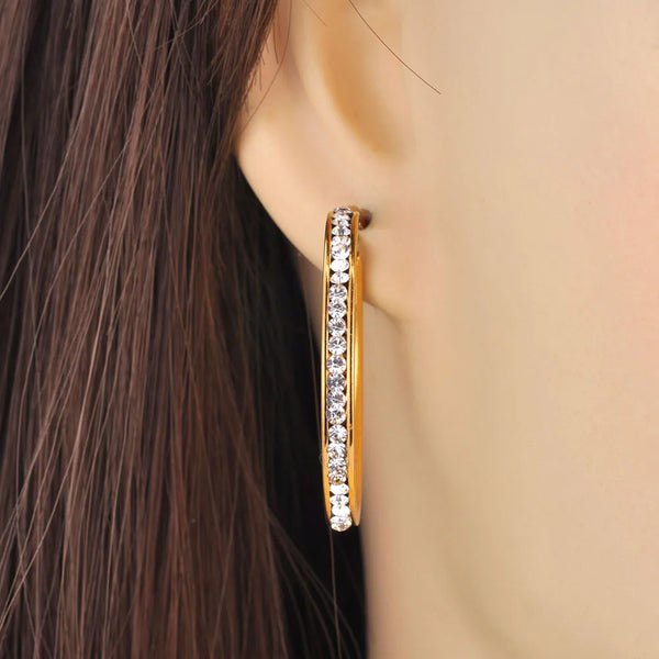 Stainless Steel 35/25mm Hoop Earrings For Women