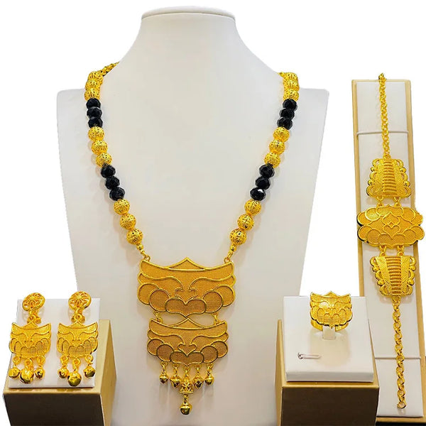 Ethiopian Gold Color Jewelery Set Dubai Jewelry Earrings For Women