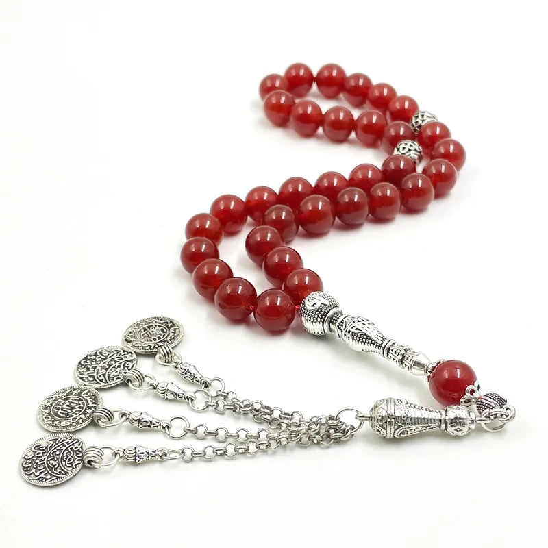 Tasbih Natural Brazil Red Agate Islamic misbaha Muslim bracelet prayer beads eid ramadan gift