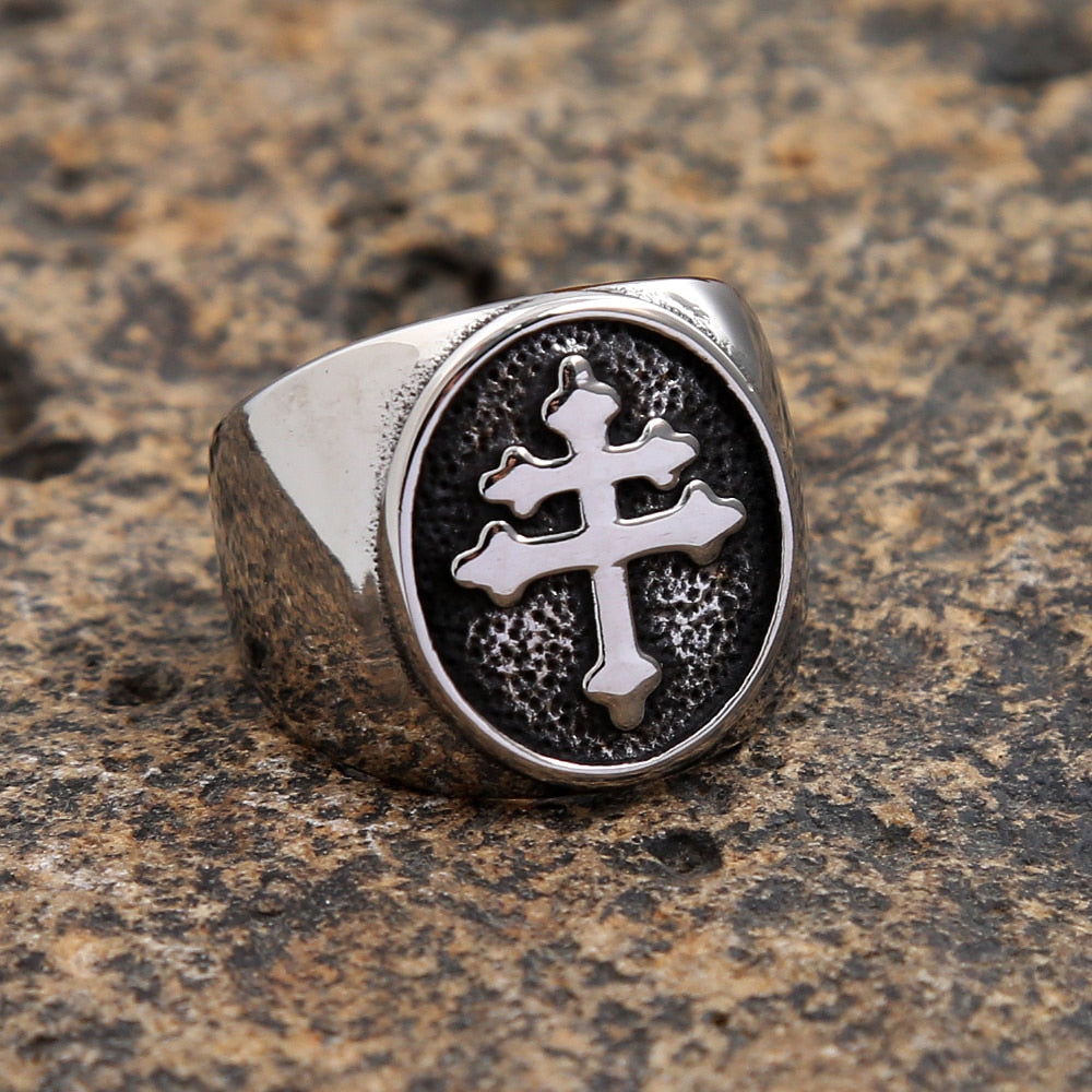 Classic Lorraine Cross Signet Ring for Men