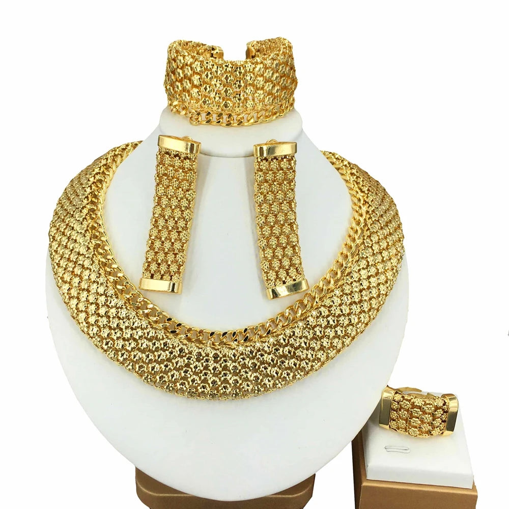 New Design Brazilian Gold Plated Jewelry Sets Unique Necklace  for Women