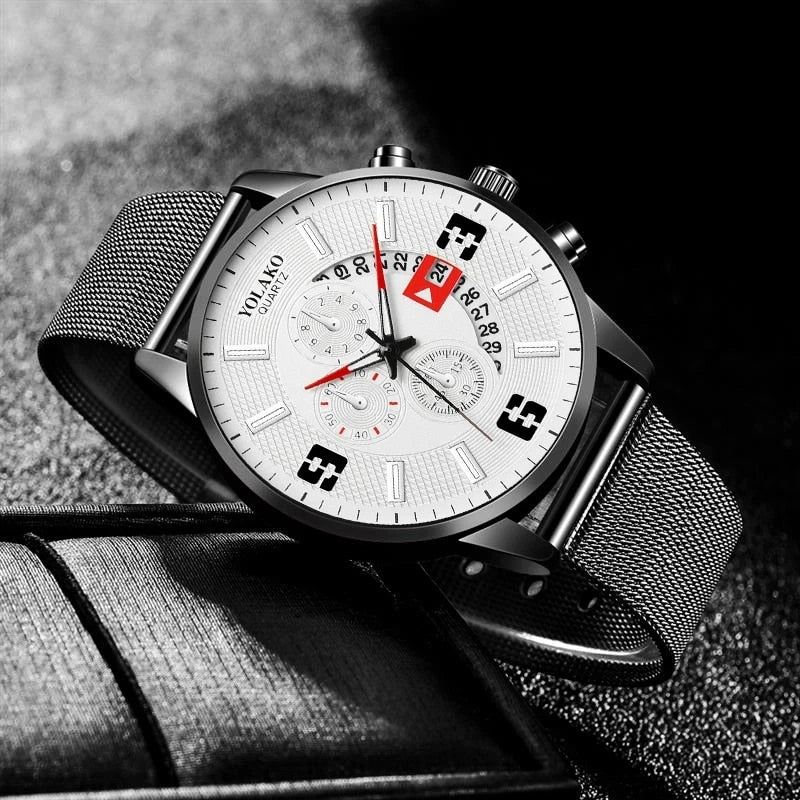 5pcs Set Mens Fashion Calendar Watches Men