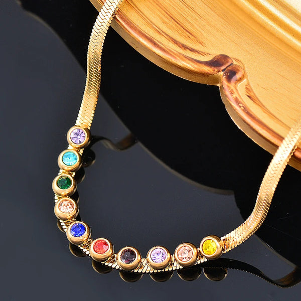 Stainless Steel Colourful Cubic Zirconia Necklace For Women