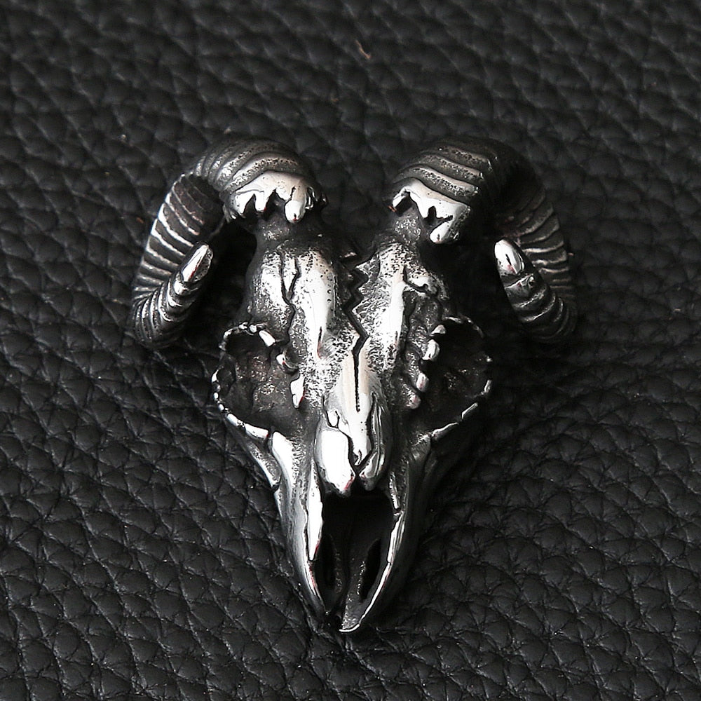 Gothic Skull Satan Necklace Men Boys Retro Stainless Steel Goat Head Pendant Necklace