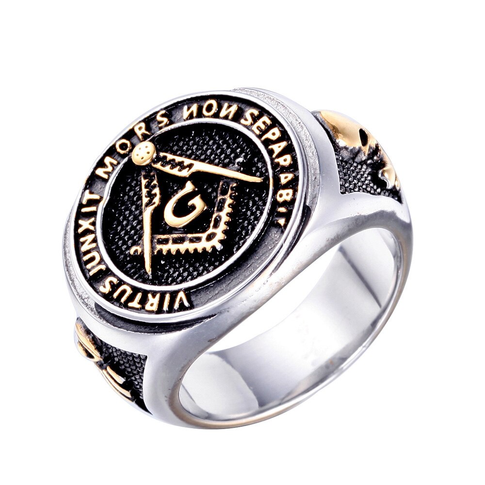 Vintage Letter G Stainless Steel Masonic Ring For Men