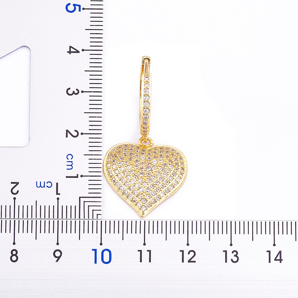 New Arrival Romantic Love Heart Gold Plated Drop Earrings for Women