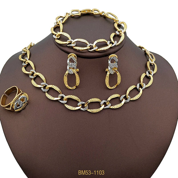 Fashion Jewelry Set Party Wedding  Jewellery Two Tone Necklace For Women