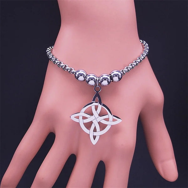 Witch Knot Geometry Stainless Steel Bracelet for Women Silver Color Knot Bracelets