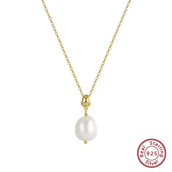 925 Sterling Silver Necklace with Handpicked Freashwater Baroque Pearl for Women