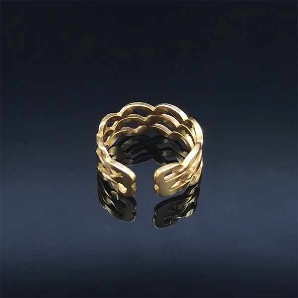 Fashion Stainless Steel  Three ripples Rings for Women