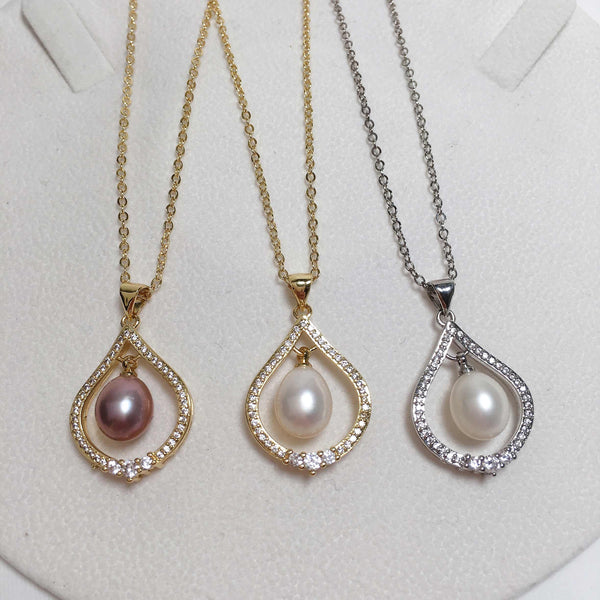 Cassical Pearl Necklace Gold And Silver 925 Color Natural Pearl  Water Drop Choker Pendant