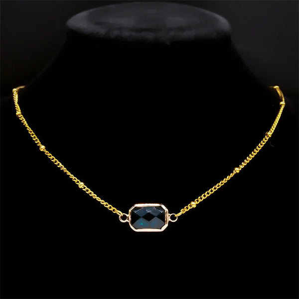 Summer Geometric Shape Glass Pendant Necklace for Women Girls