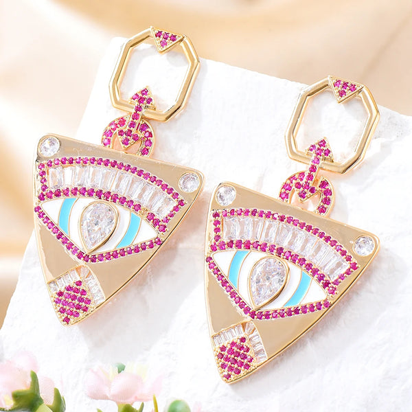 Luxury Big Eyes Pendant Earrings For Women Wedding Party Shiny Hoop Earrings