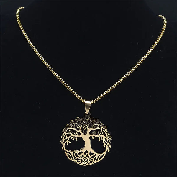 Fashion Tree of Life Round Necklace for Women Men