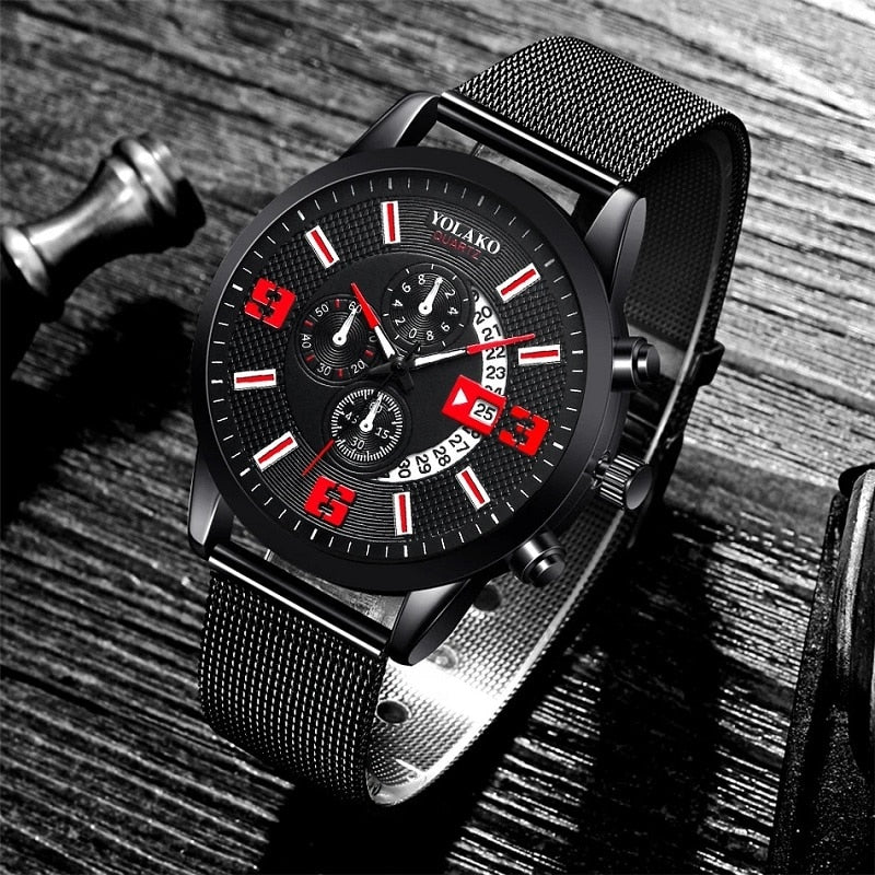 5pcs Set Mens Fashion Calendar Watches Men