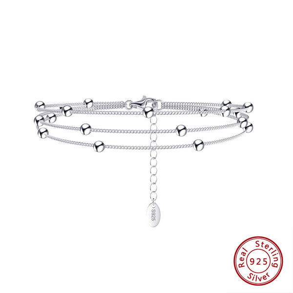 925 Sterling Silver Layered Satellite Chain Bracelet for Women