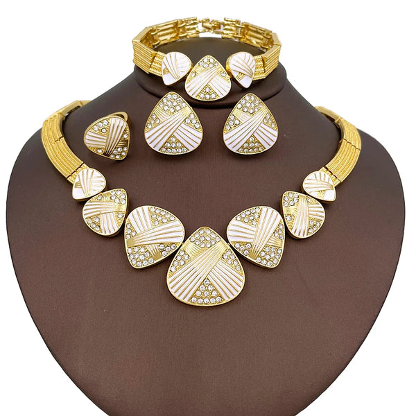 Italian Jewelry Set White Luxury Design Triangle  Women