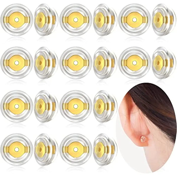 16pcs Silvery Golden Silicone Earring