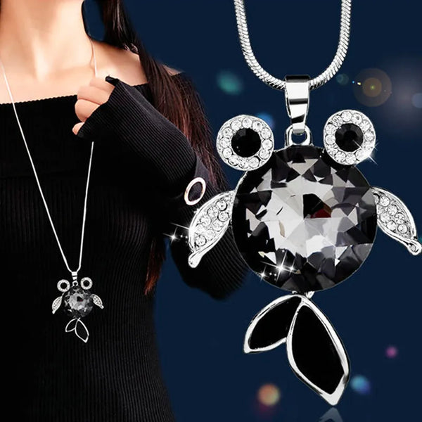 Fashion Fish Pendant Long Necklace Jewelry for Women Silver Color Chain