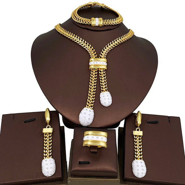 Dubai Waterdrop White Opal  Earrings For Women Necklace  Bangle Ring  Jewelry Set