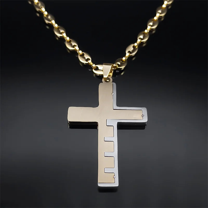 Vintage Christian Bible Cross Pendant Necklace for Men Women