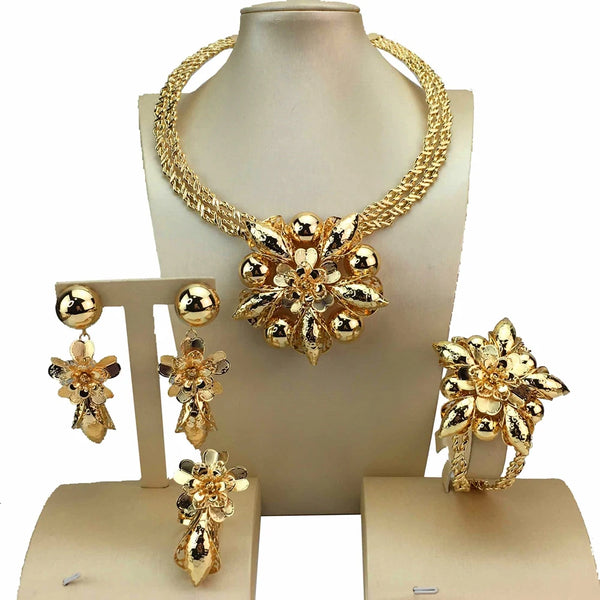 Unique Flower Necklace Brazilian Jewelry Sets for Women Party Gift