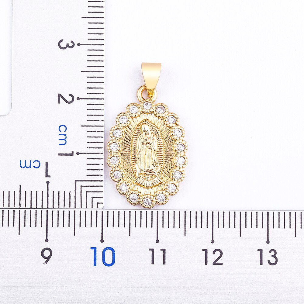 Hot Sale Ins Fashion Virgin Mary Copper Zircon Gold Plated Pendant for Women