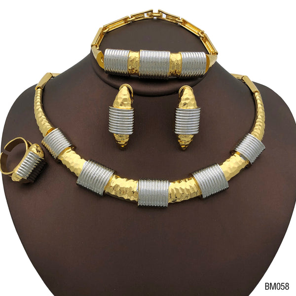 Fashion Women Dubai African Luxury Punk Jewellery Two Tone Necklace