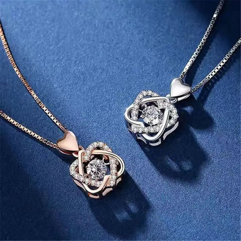 Heart Intertwined Necklace With Creative Rose Gift Box For Women