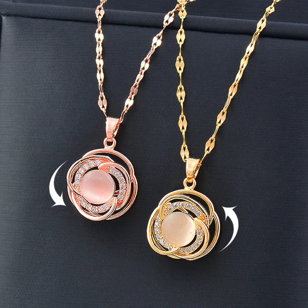 Classic Rotatable Spinner Stainless Steel Necklace For Women