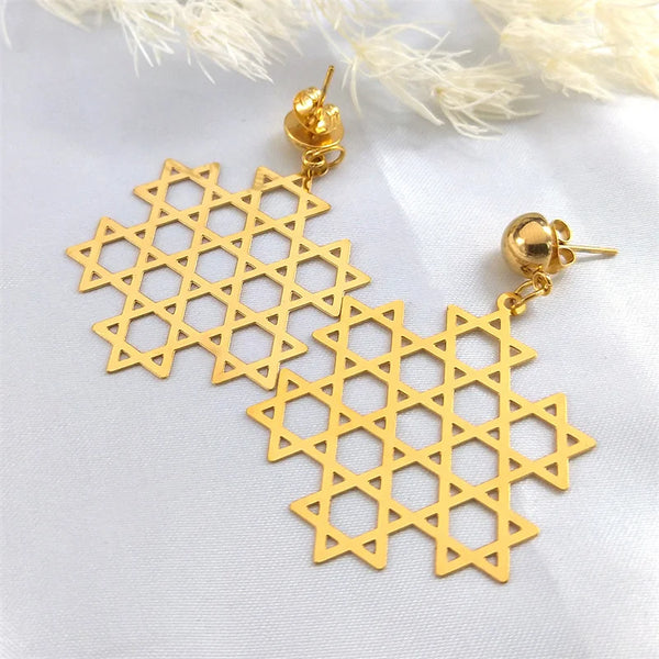 Judaism Star Of David Stud Earrings for Women Stainless Steel Hexagram Symbol Dangle Earring