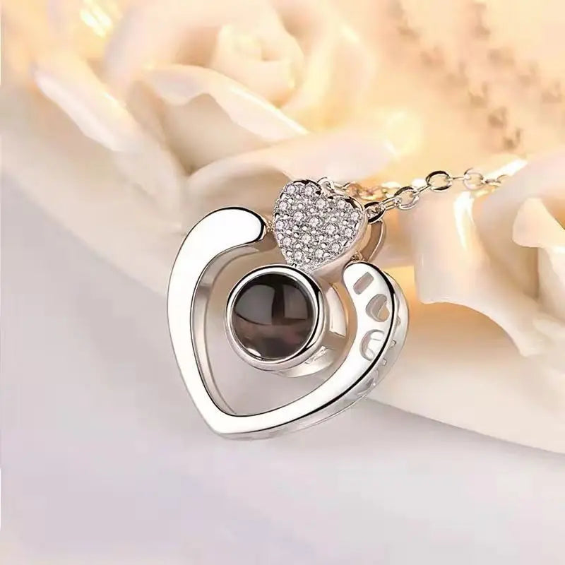 100 Languages I Love You Projection Necklace With Rotating Rose Gift Box