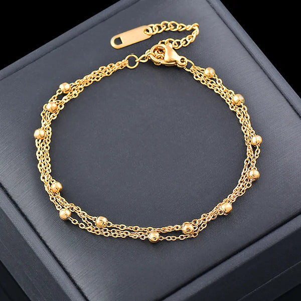 Stainless Steel 3 Layers Gold Color Bracelets For Women Gift