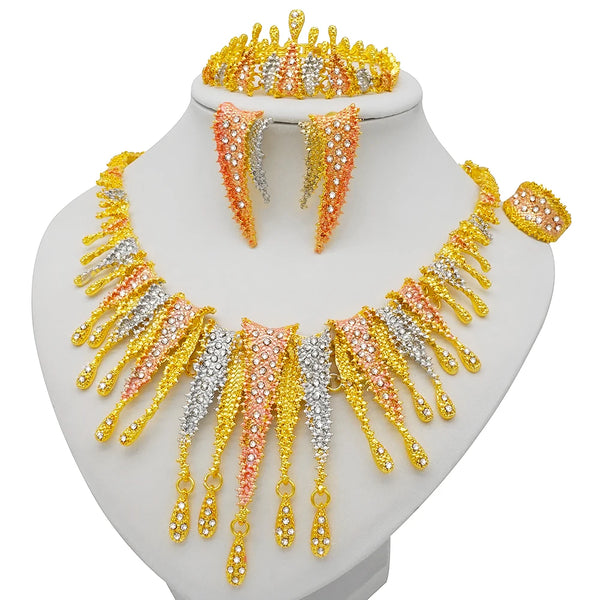 Nigeria Jewellery Set Dubai Gold Color Necklace Jewellery For Women