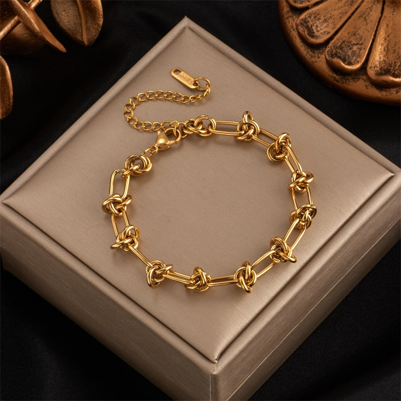 316L Stainless Steel Gold Silver Color Chain Bracelet For Women