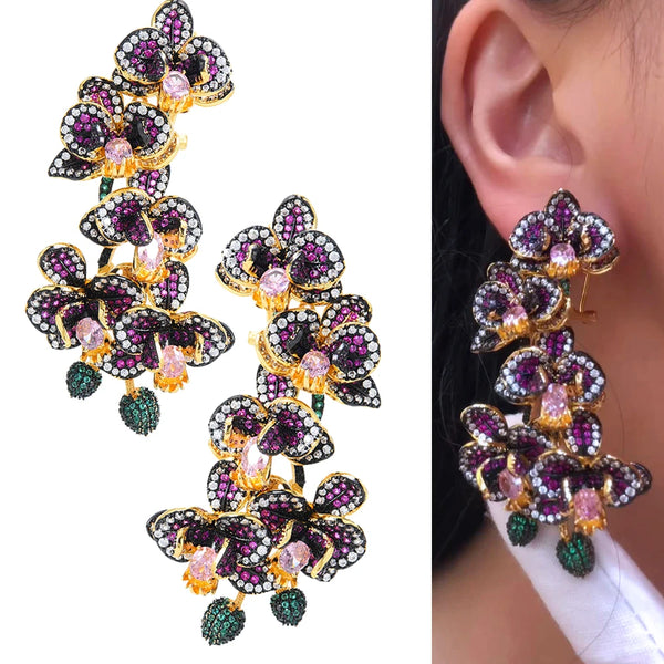 Luxury Gorgeous Big Bloom Flowers Earrings for Women